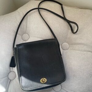 Coach 9620 Black Leather Crossbody Bag with Turn-Lock Closure